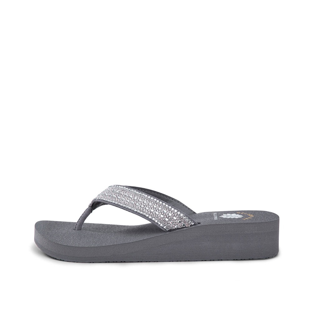 YELLOW BOX CRESSIDA GRAY WEDGE SANDAL MEDIUM WIDTH NEW IN BOX